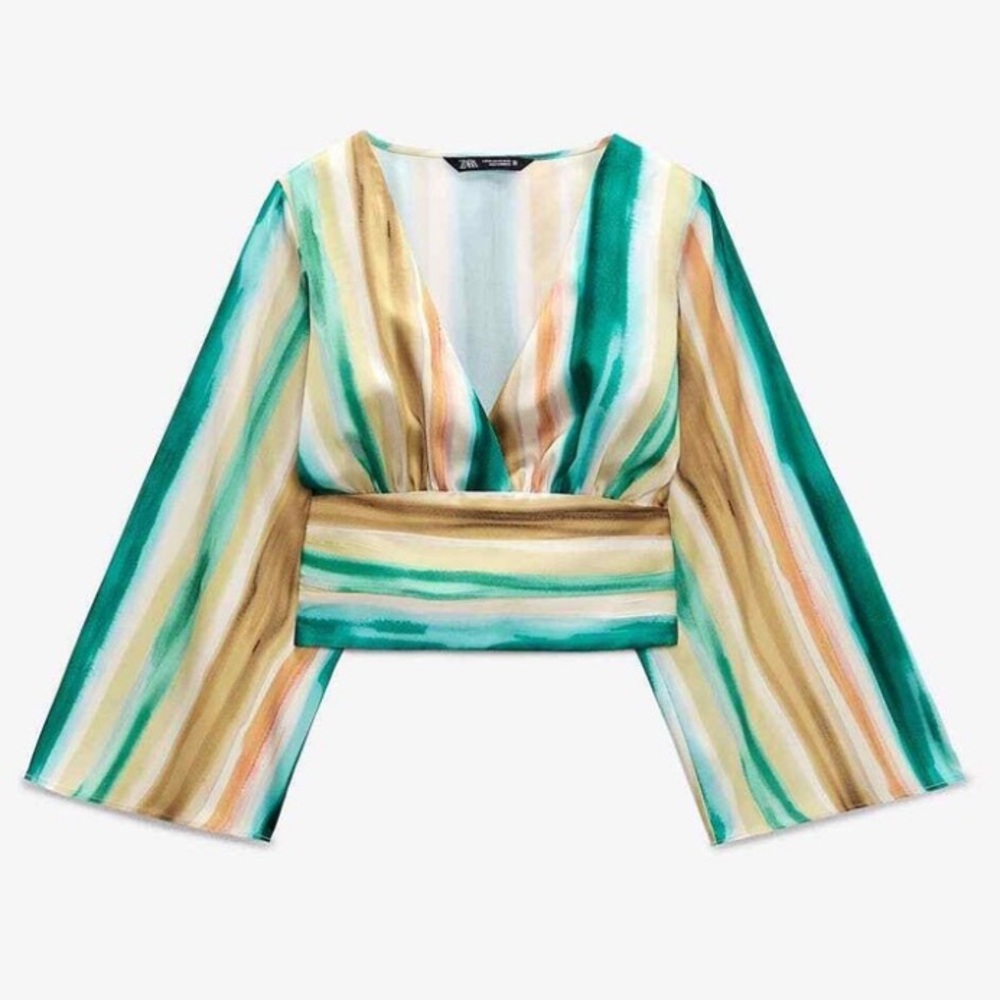 Lovely discontinued Zara Multicolor Striped Crop Top